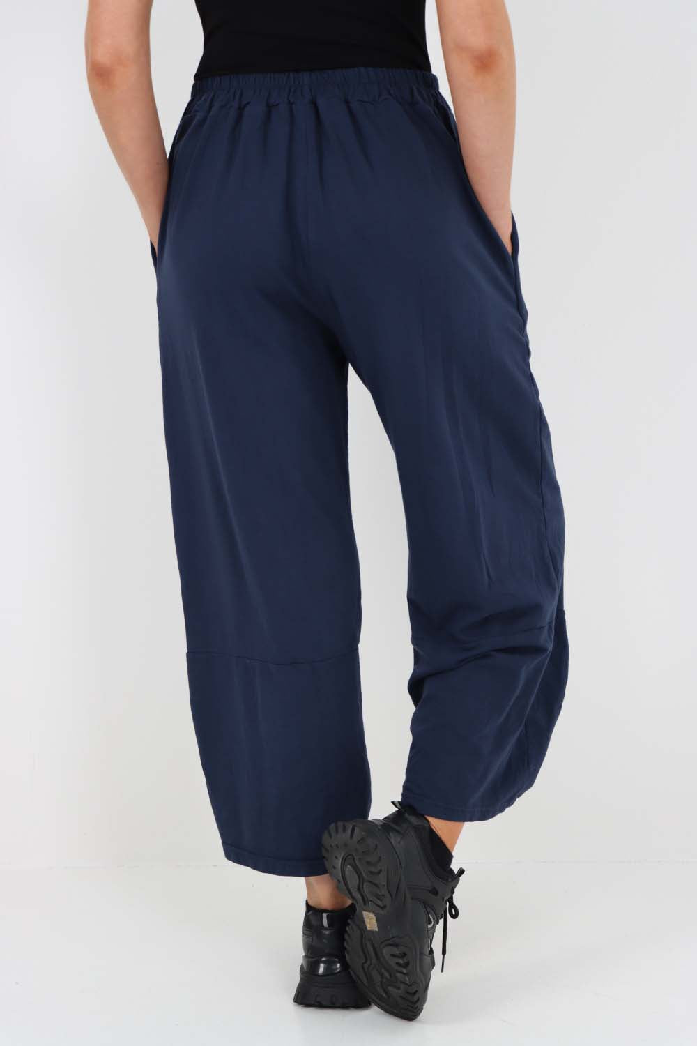 Italian Drawstring Hem Cotton Trousers With Side Pockets