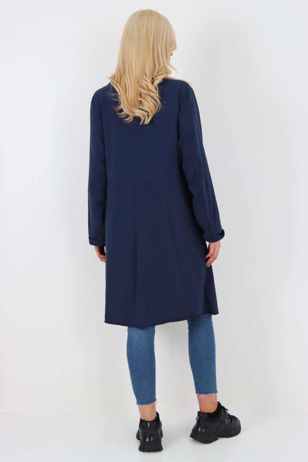 Italian Front Button Fastening Longline Cotton Cardigan
