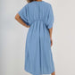 Italian Drawestring Front Flared Linen Dress