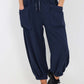 Italian Drawstring Cotton Harem Trousers With Side Pockets
