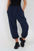 Italian Ruched Hem Cotton Trousers With Side Pockets