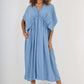 Italian Drawestring Front Flared Linen Dress
