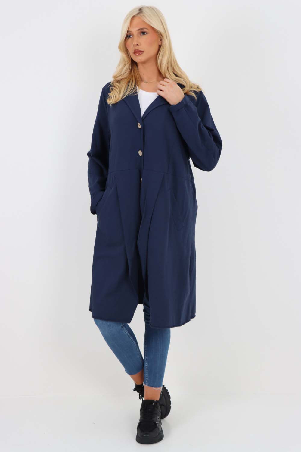 Italian Front Button Fastening Longline Cotton Cardigan
