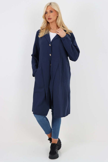 Italian Front Button Fastening Longline Cotton Cardigan