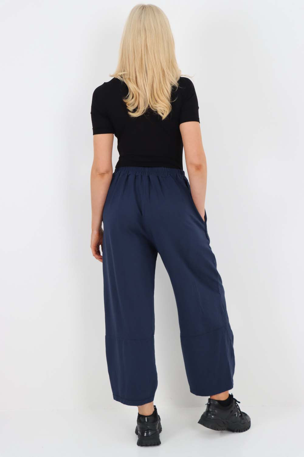 Italian Drawstring Hem Cotton Trousers With Side Pockets
