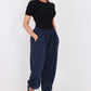 Italian Ruched Hem Cotton Trousers With Side Pockets