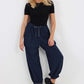 Italian Drawstring Cotton Harem Trousers With Side Pockets