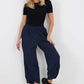 Italian Drawstring Hem Cotton Trousers With Side Pockets