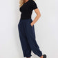 Italian Ruched Hem Cotton Trousers With Side Pockets