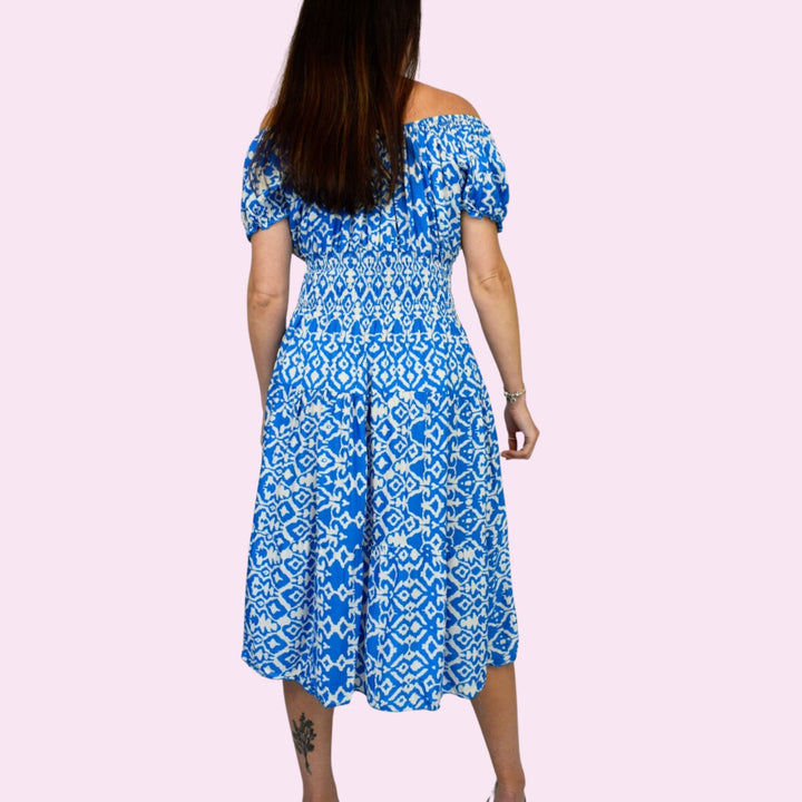 Vibrant Aztec Print Button Front Midi Dress