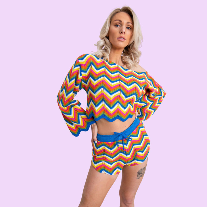 AZTEC MULTI ZIG ZAG SHORT SET