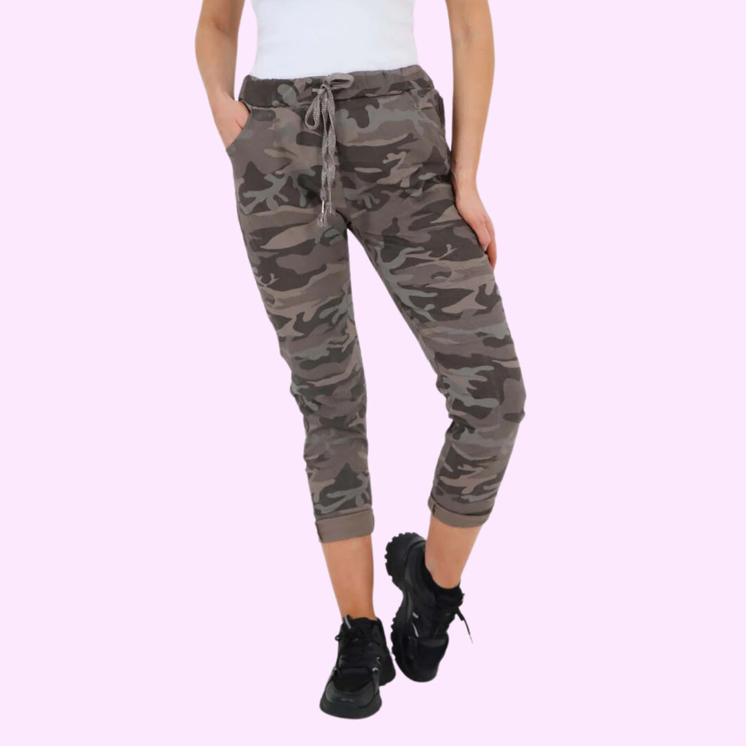 Italian Drawstring Camo Side Pockets Trousers