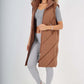 Italian Padded Pockets Hooded Zip up Long Gilet
