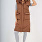 Italian Padded Pockets Hooded Long Gilet