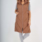 Italian Padded Pockets Hooded Zip up Long Gilet