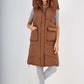 Italian Padded Pockets Hooded Long Gilet
