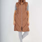 Italian Padded Pockets Hooded Zip up Long Gilet