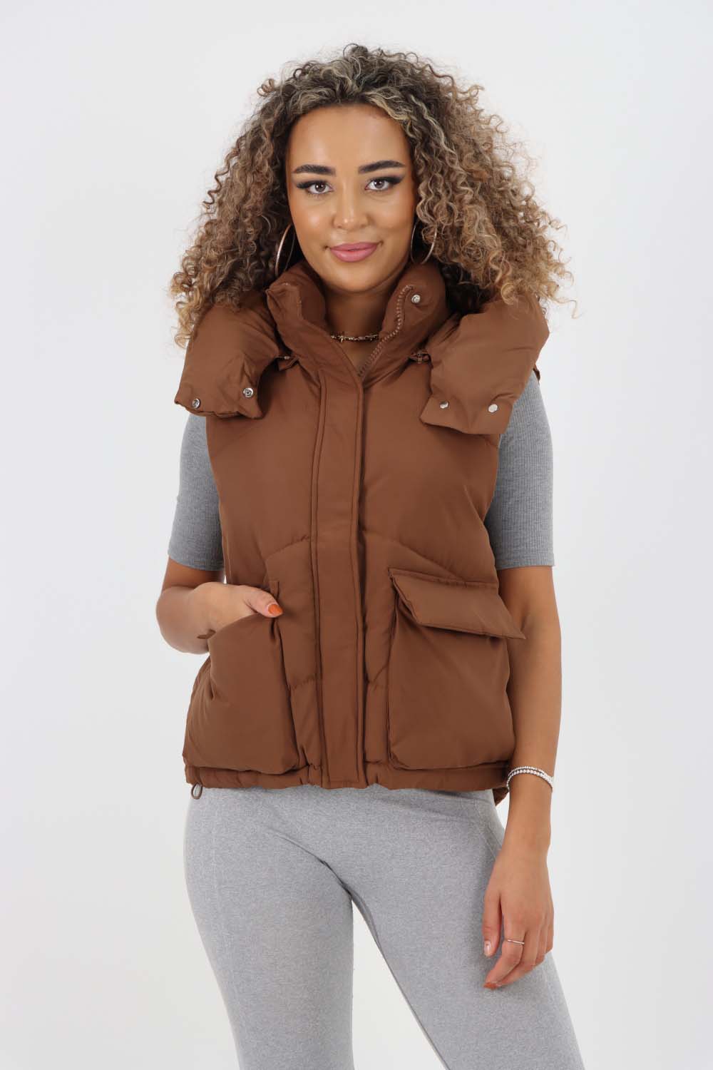 Italian Padded Pockets Hooded Gilet