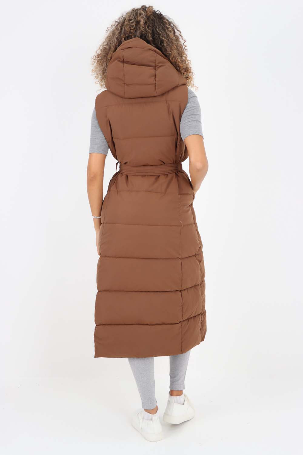 Italian Belted Hooded Long Gilet