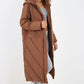 Italian Quilted Hooded Long Jacket Coat