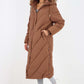 Italian Quilted Hooded Long Jacket Coat