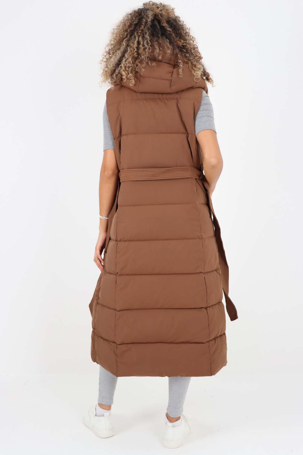 Italian Belted Hooded Long Gilet