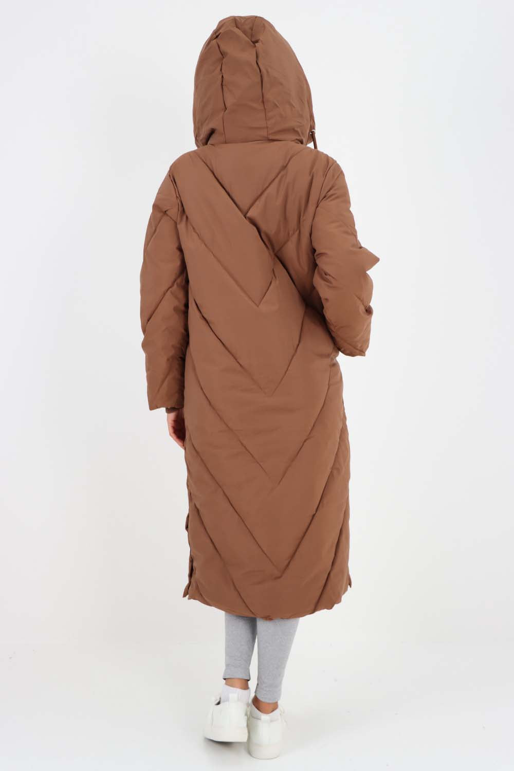Italian Quilted Hooded Long Jacket Coat