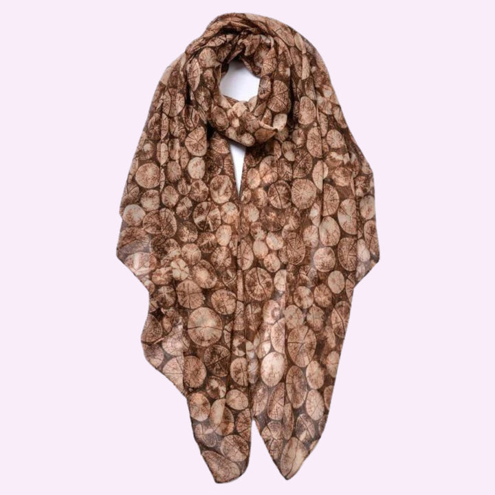 Small Round Wood Pattern Print Scarf