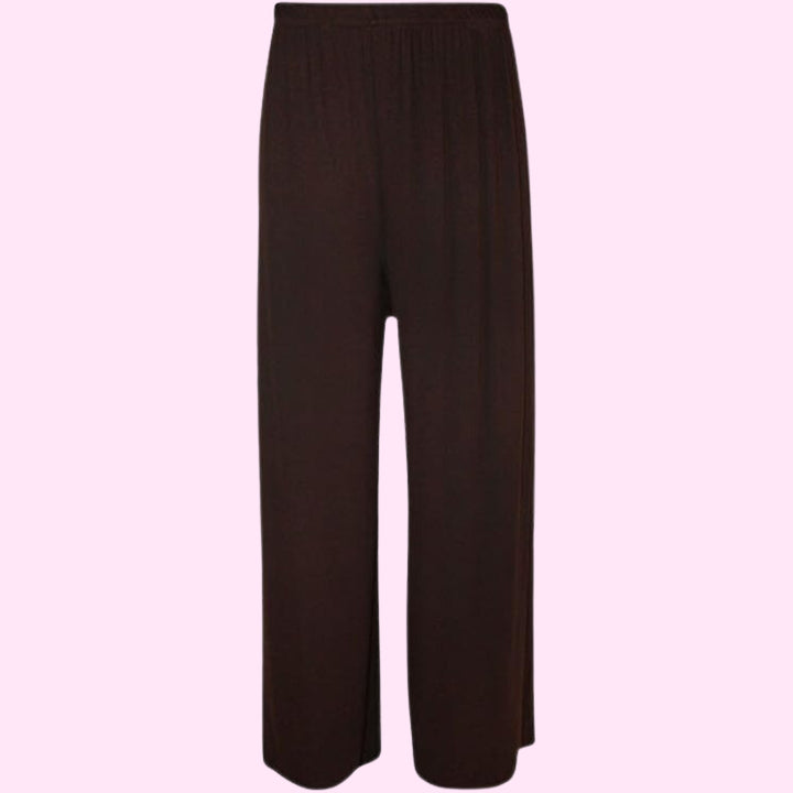 Womens Plain Wide Leg Palazzo Flared Trousers