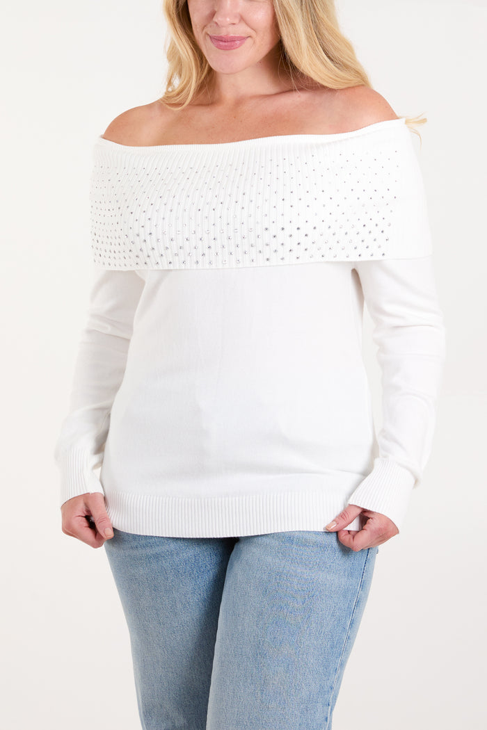 Diamante Bardot Jumper