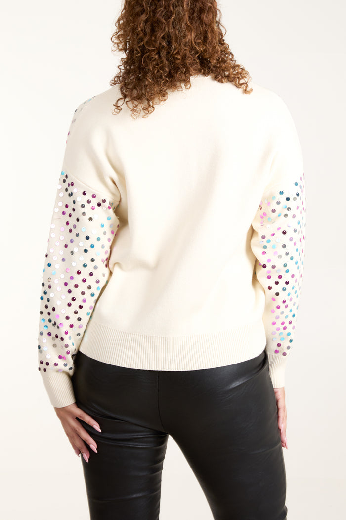 Multi Sequin V Neck Jumper