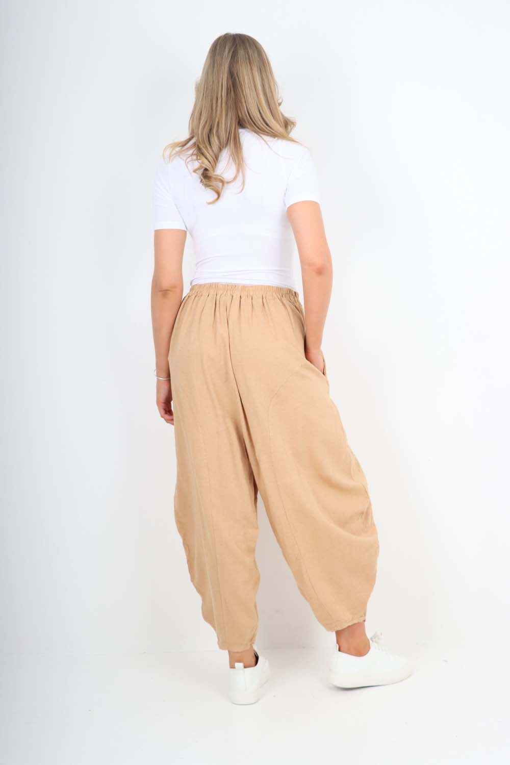 Italian Plain Linen Hareem Pants