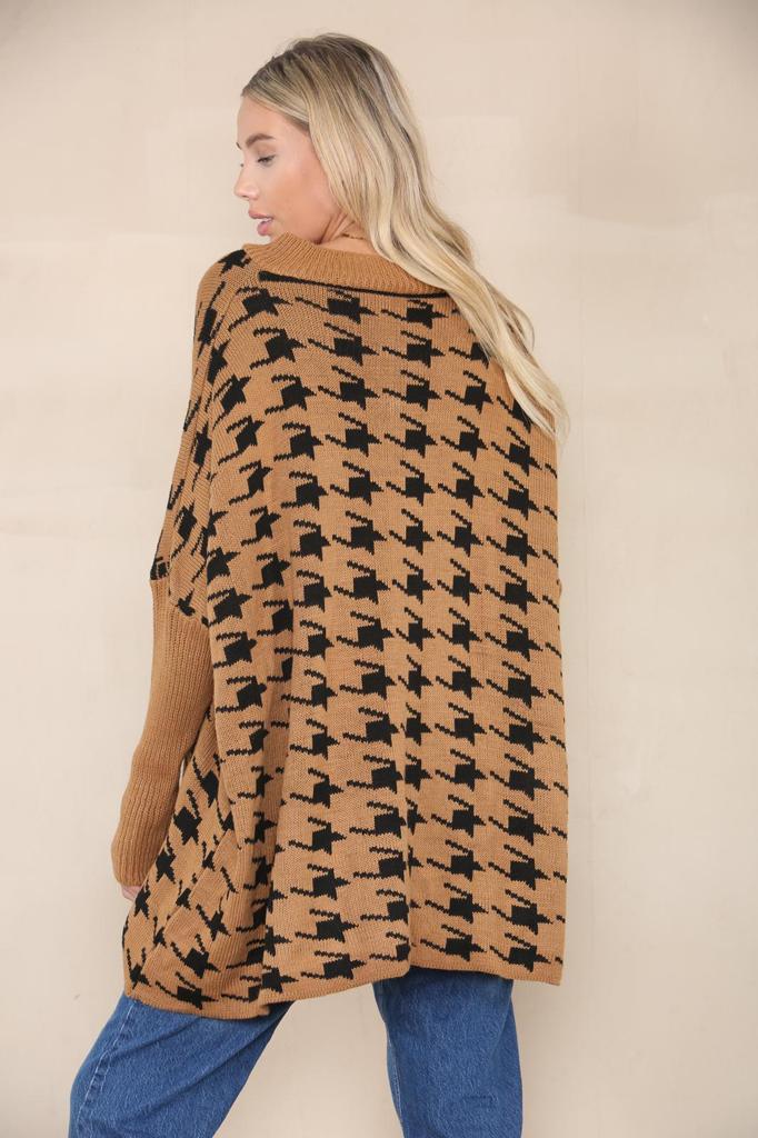 Oversized Dog Tooth Print Jumper