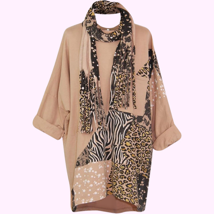 Italian Leopard Printed Scarf Top