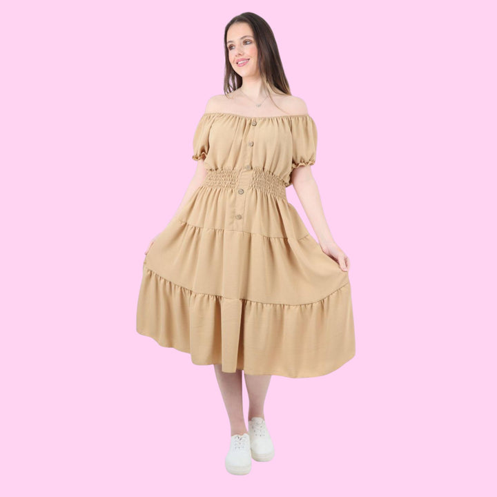 5 Button Magic Offsholder MIDI Dress