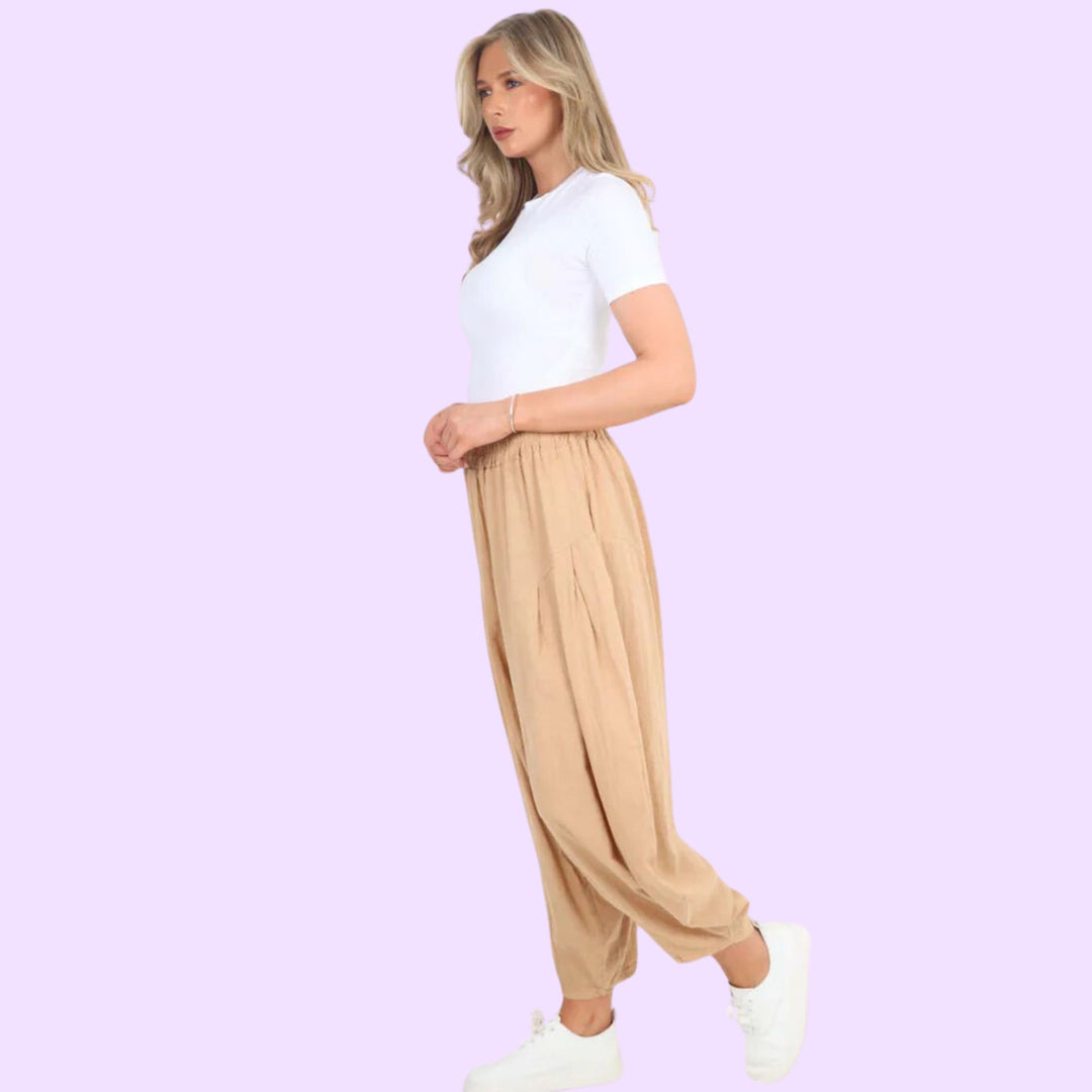 Italian Plain Linen Hareem Pants