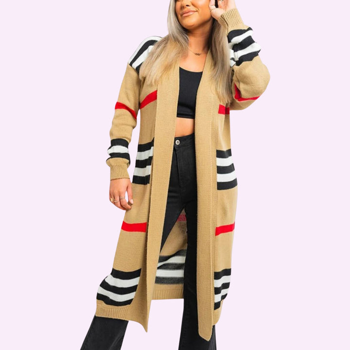 Stripe Balloon Sleeve Cardigan