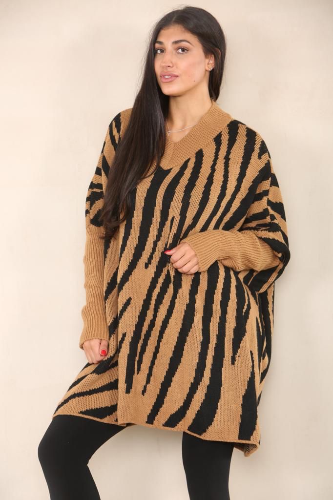 Oversized Zebra Print Jumper