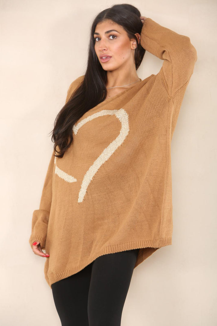 Oversized Heart Print Jumper