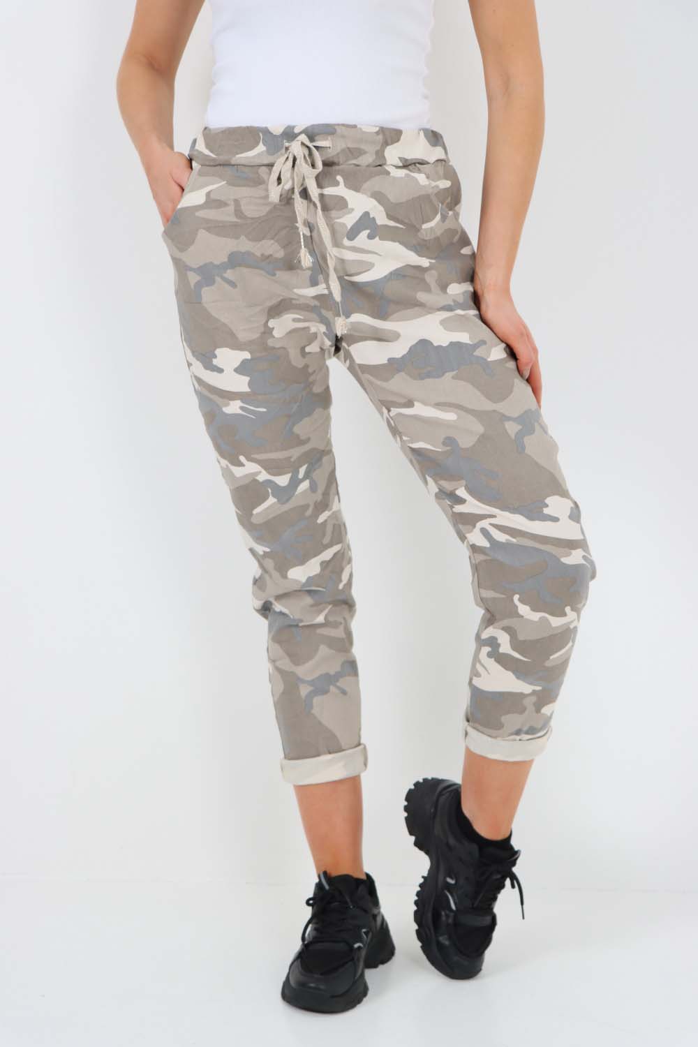Italian Drawstring Camo Side Pockets Trousers