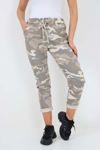 Italian Drawstring Camo Side Pockets Trousers