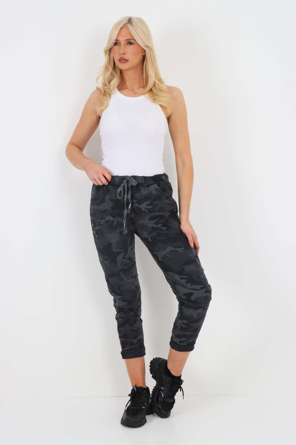Italian Drawstring Camo Side Pockets Trousers