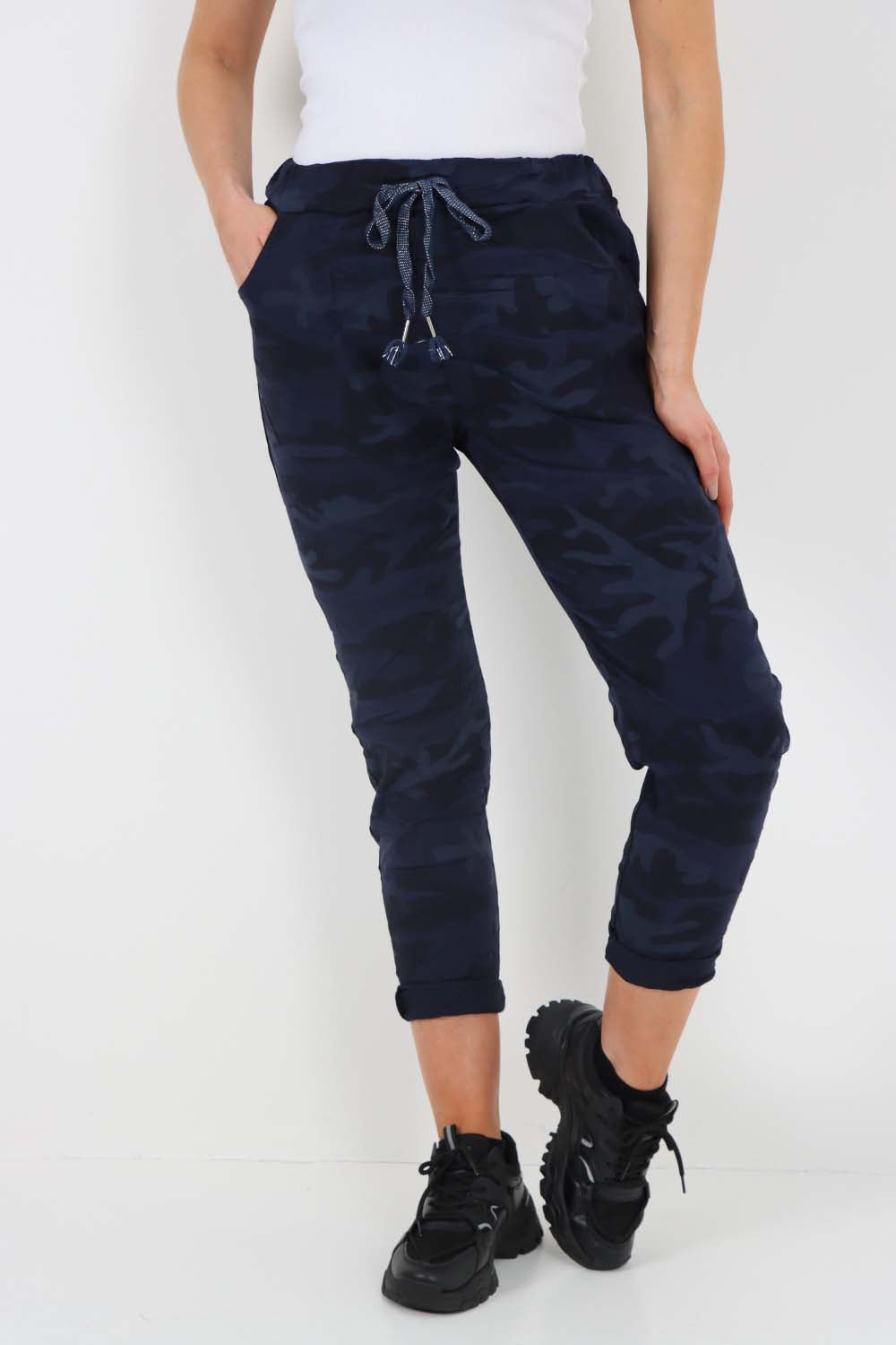 Italian Drawstring Camo Side Pockets Trousers