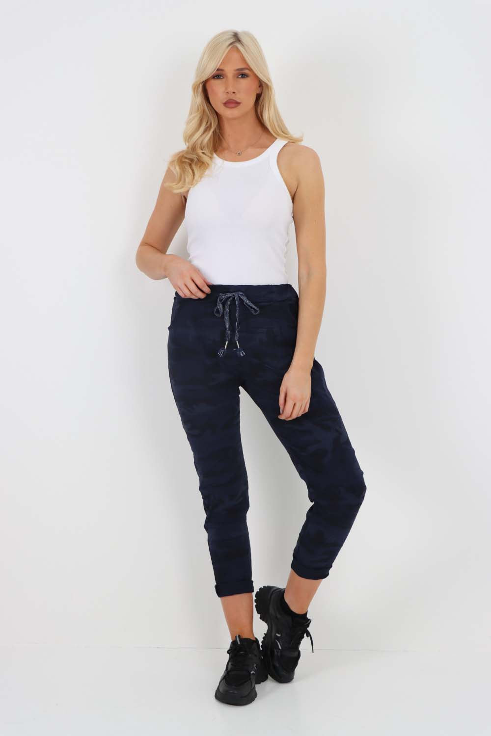 Italian Drawstring Camo Side Pockets Trousers