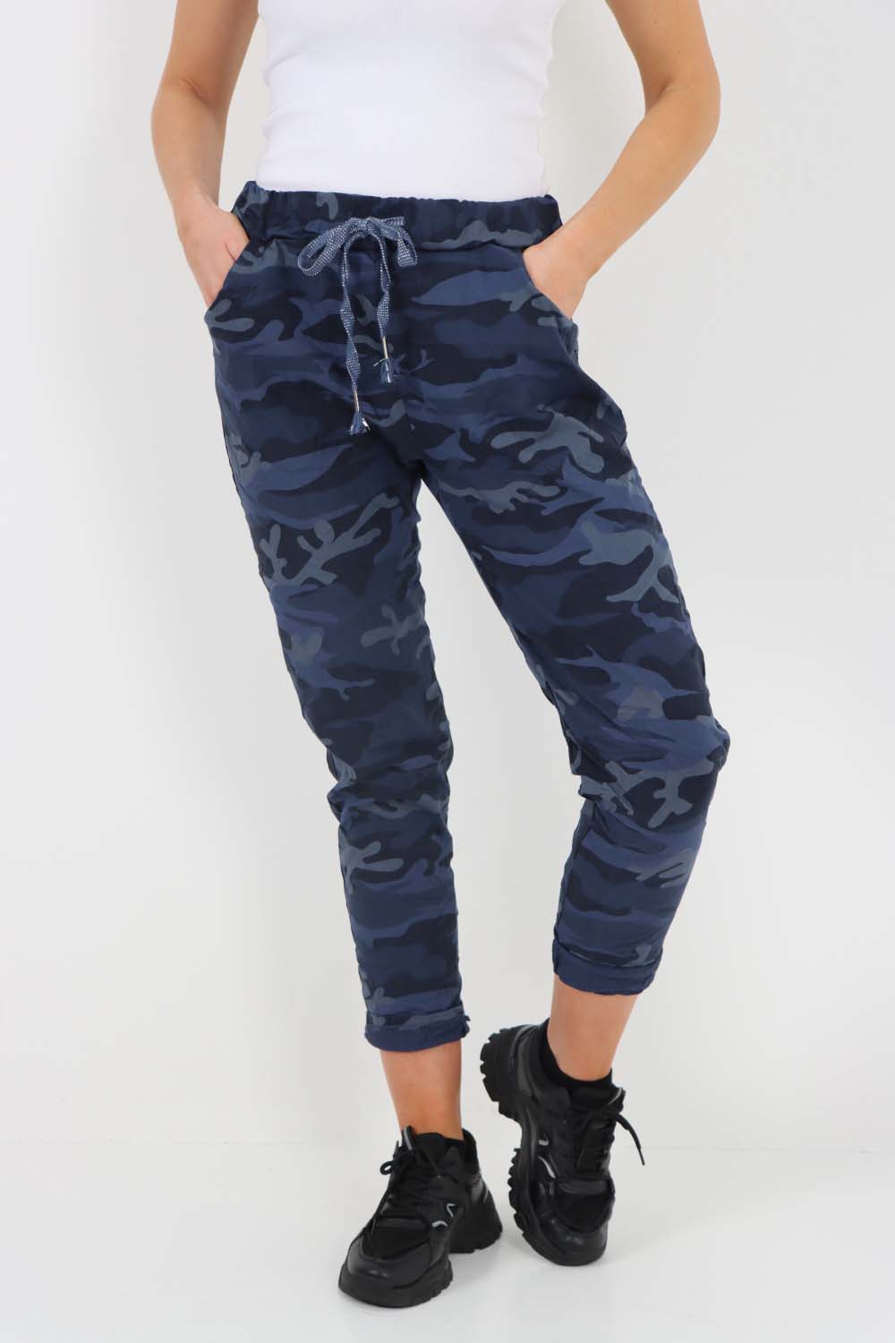 Italian Drawstring Camo Side Pockets Trousers