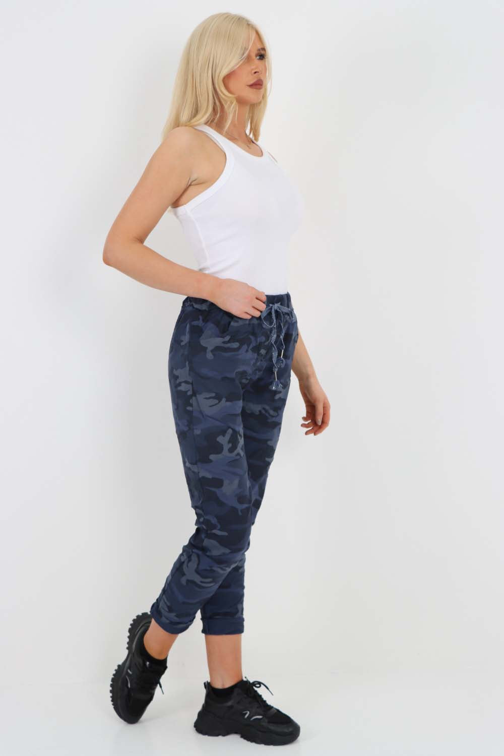 Italian Drawstring Camo Side Pockets Trousers