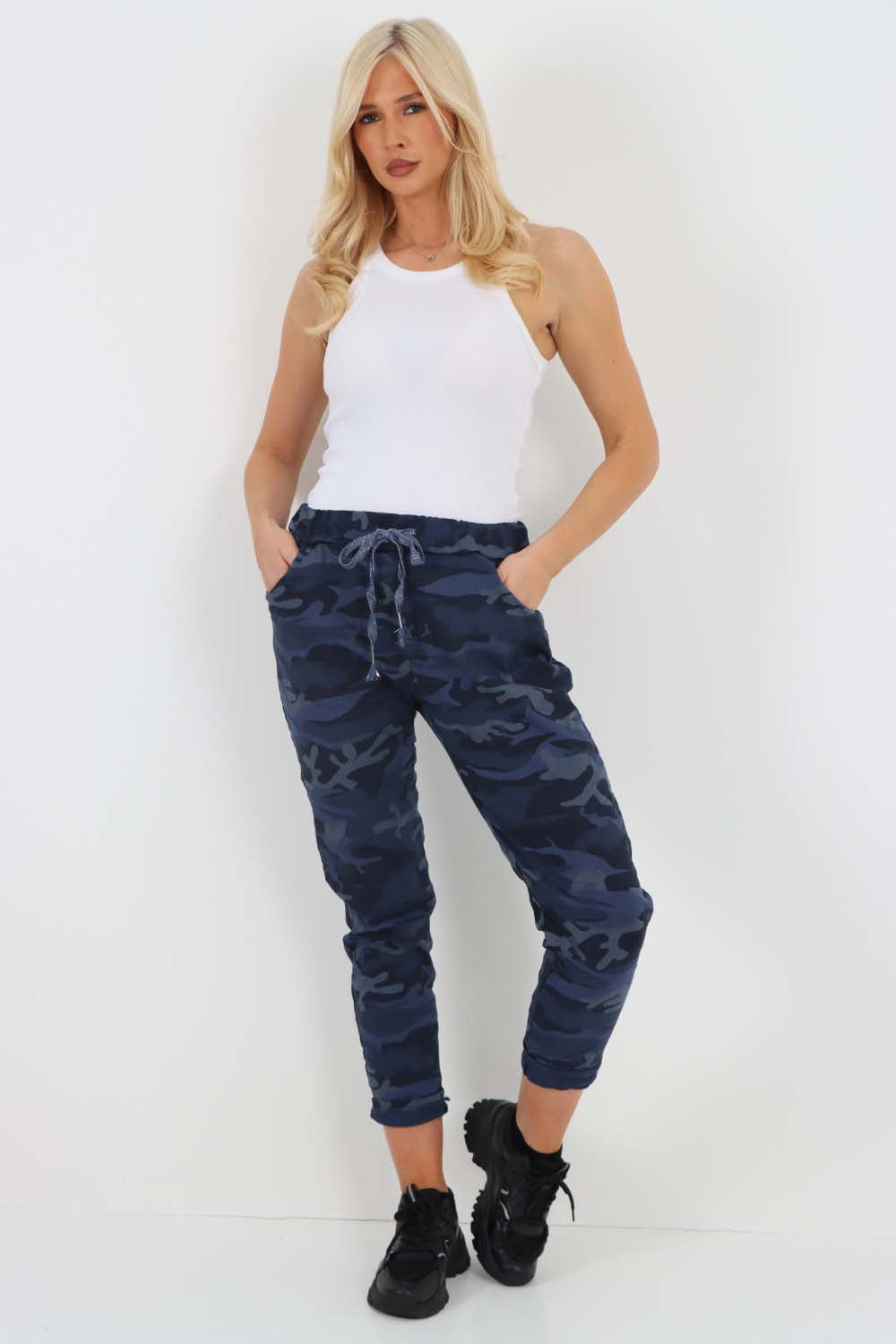 Italian Drawstring Camo Side Pockets Trousers