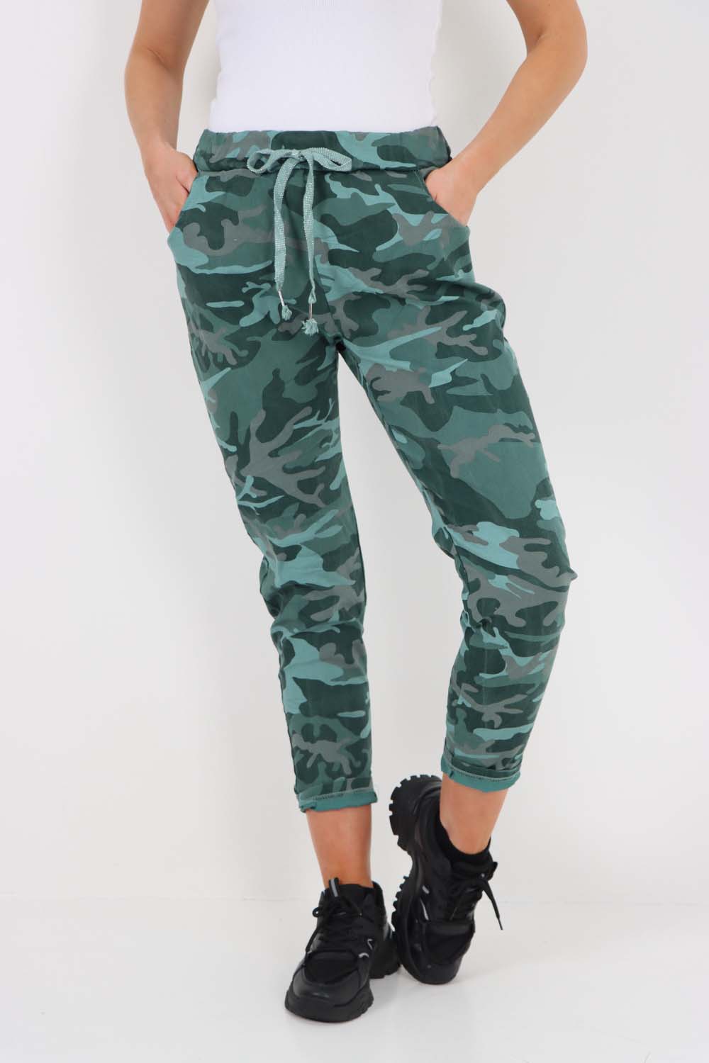 Italian Drawstring Camo Side Pockets Trousers