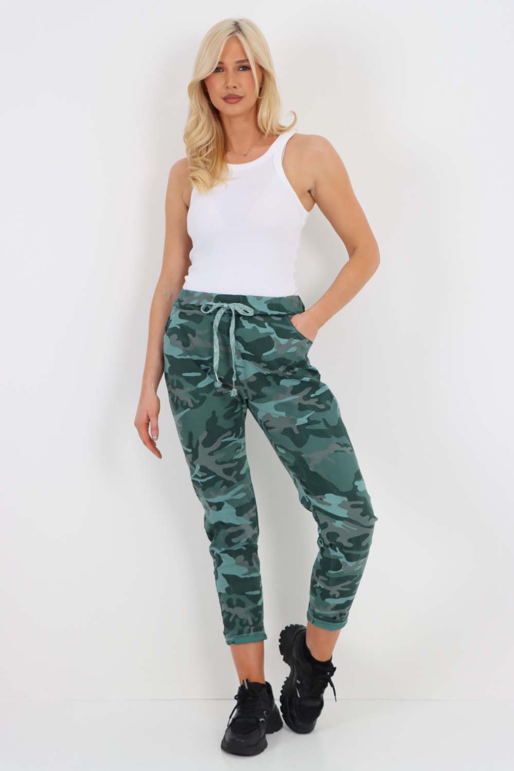 Italian Drawstring Camo Side Pockets Trousers