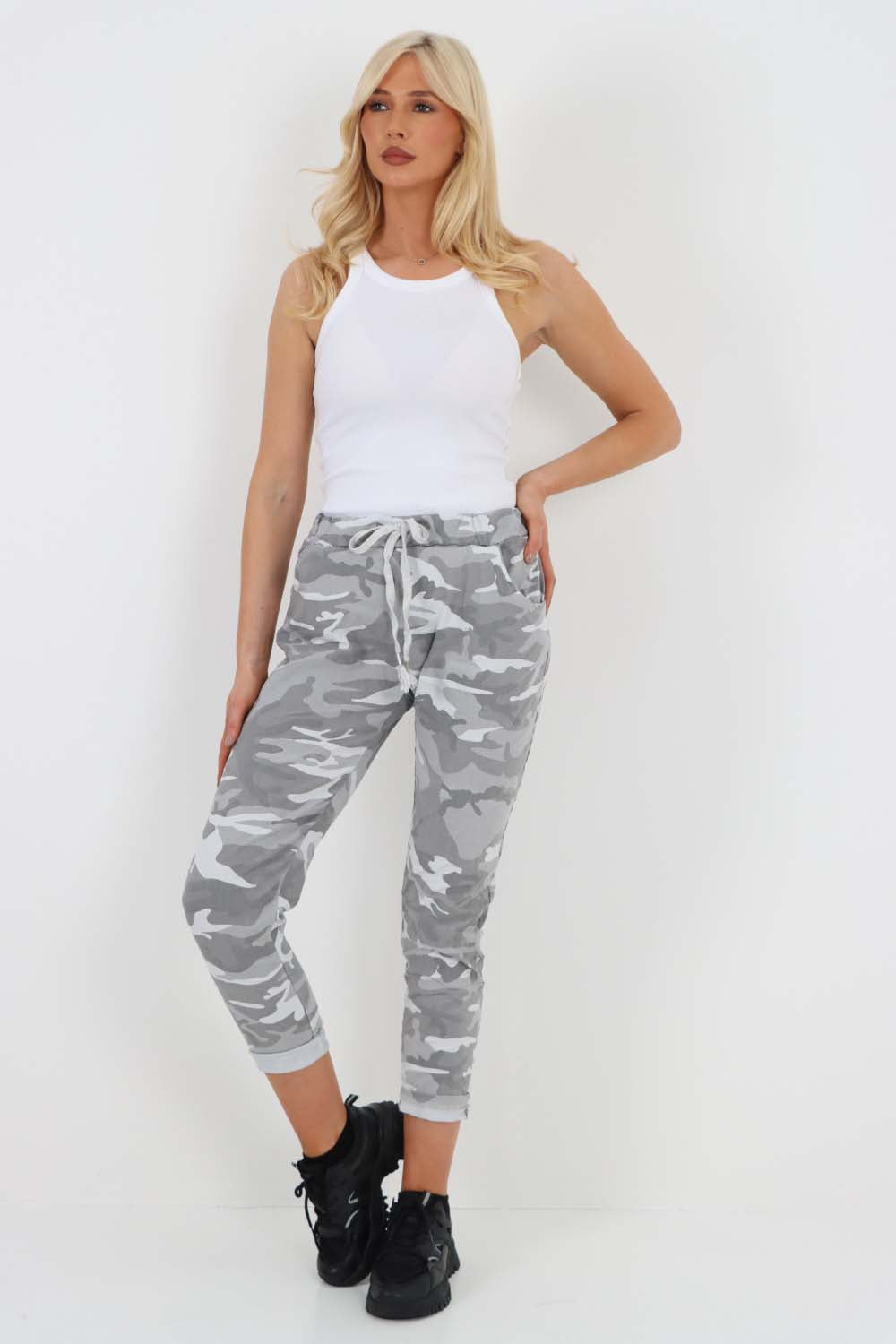Italian Drawstring Camo Side Pockets Trousers
